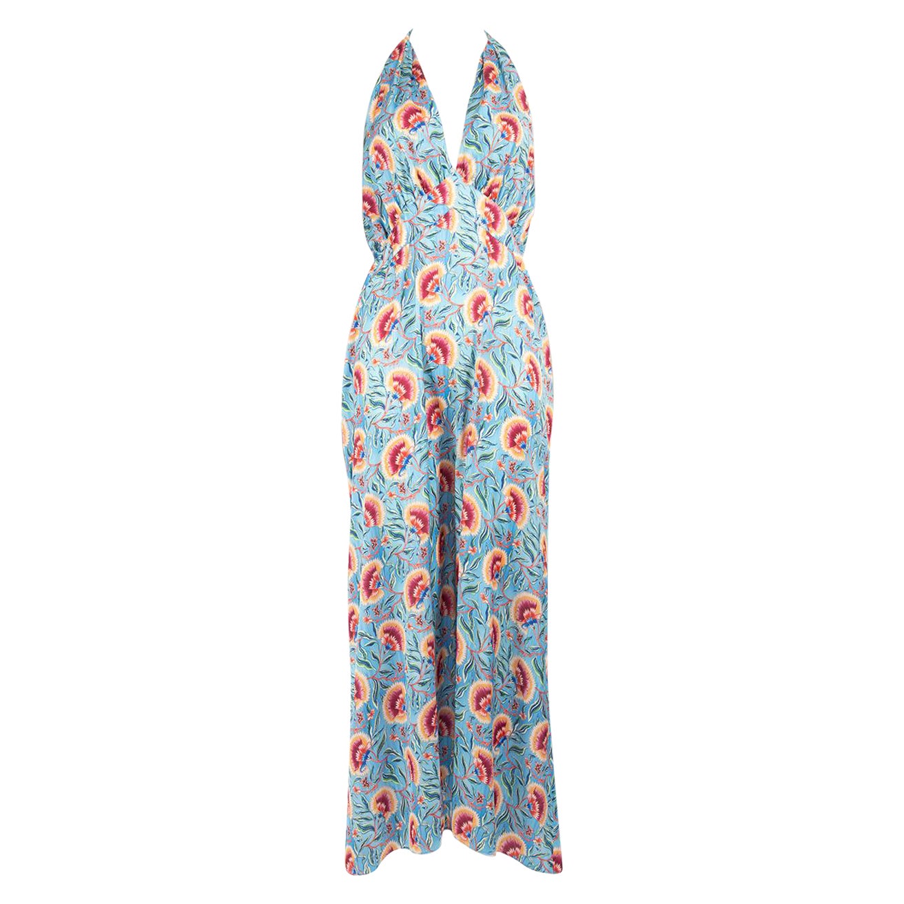 Paco Rabanne Floral Print Maxi Halter Neck Dress Size L