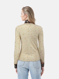 Paco Rabanne Floral Print Turtle Neck Top Size L