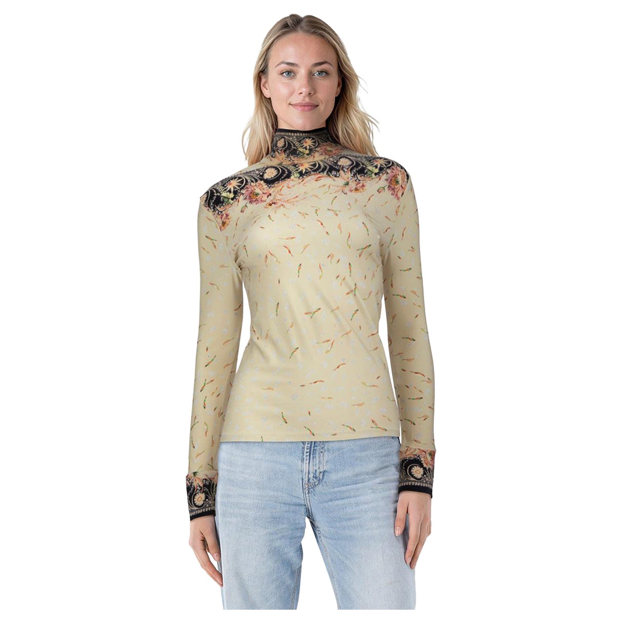 Top de cuello alto con estampado floral Paco Rabanne Talla L en venta