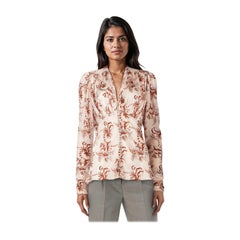 Paco Rabanne Floral V-Neck Long Sleeve Top Size L