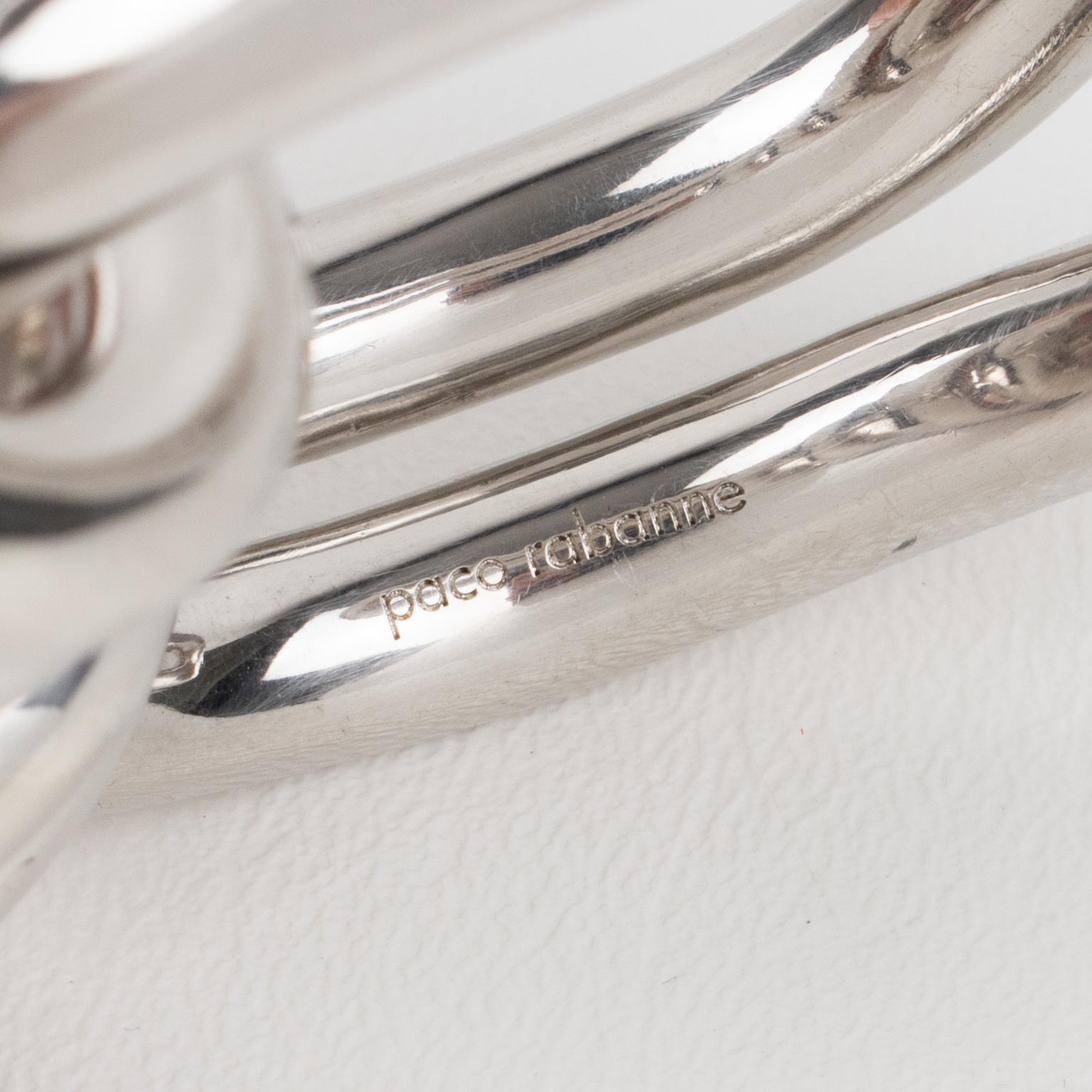 Paco Rabanne Bracciale futuristico in metallo cromato Bangle Collezione Autunno 2014 in vendita 5