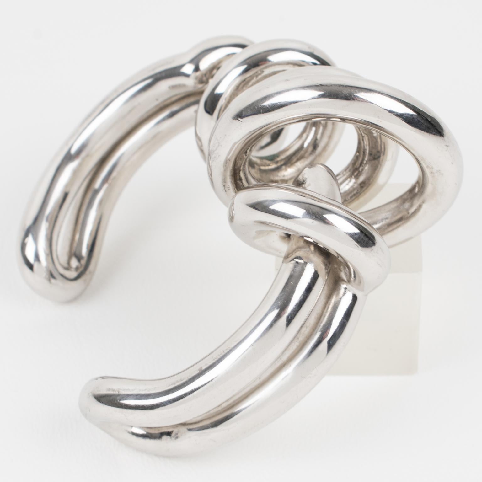 Moderno Paco Rabanne Bracciale futuristico in metallo cromato Bangle Collezione Autunno 2014 in vendita