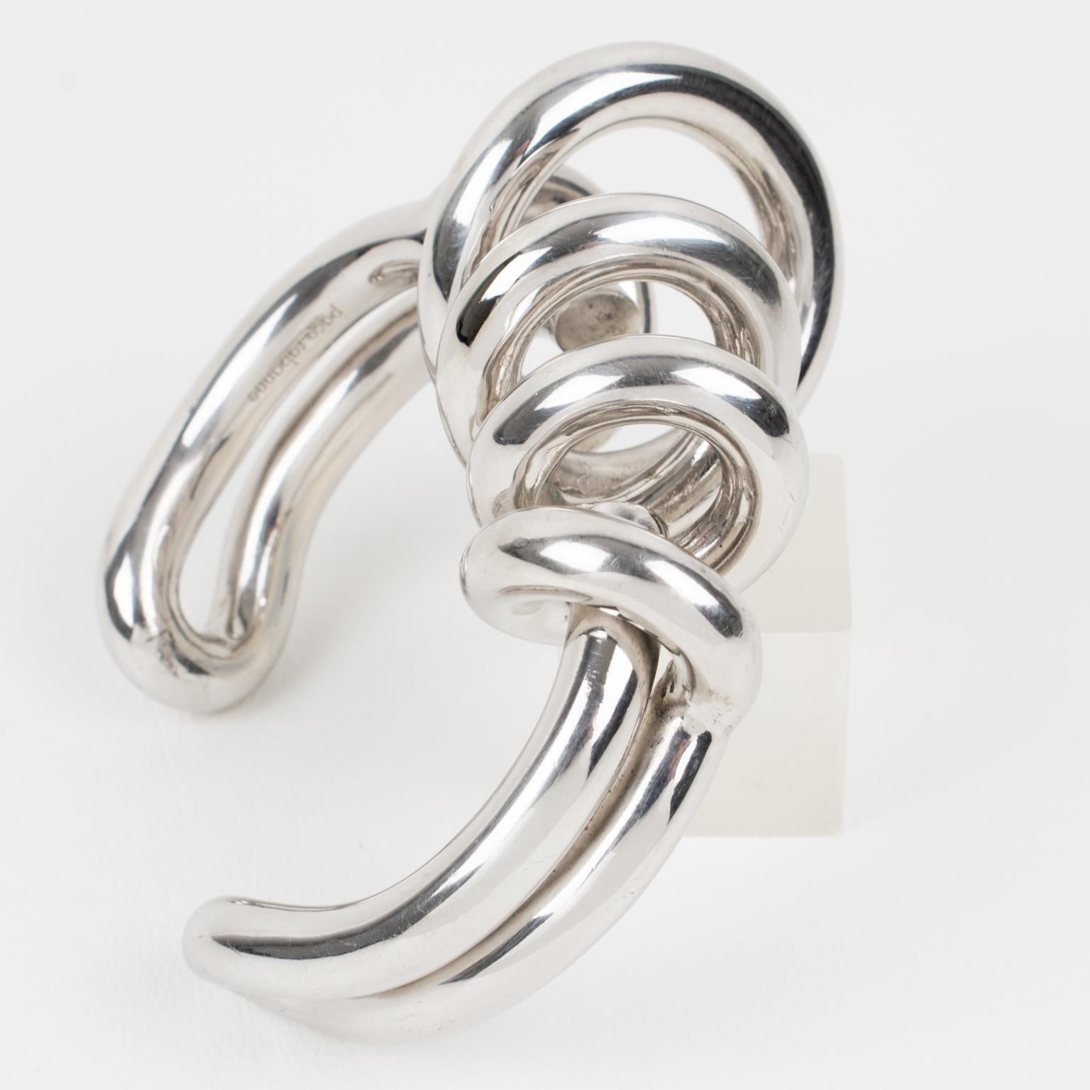 Paco Rabanne Bracciale futuristico in metallo cromato Bangle Collezione Autunno 2014 In condizioni ottime in vendita a Atlanta, GA