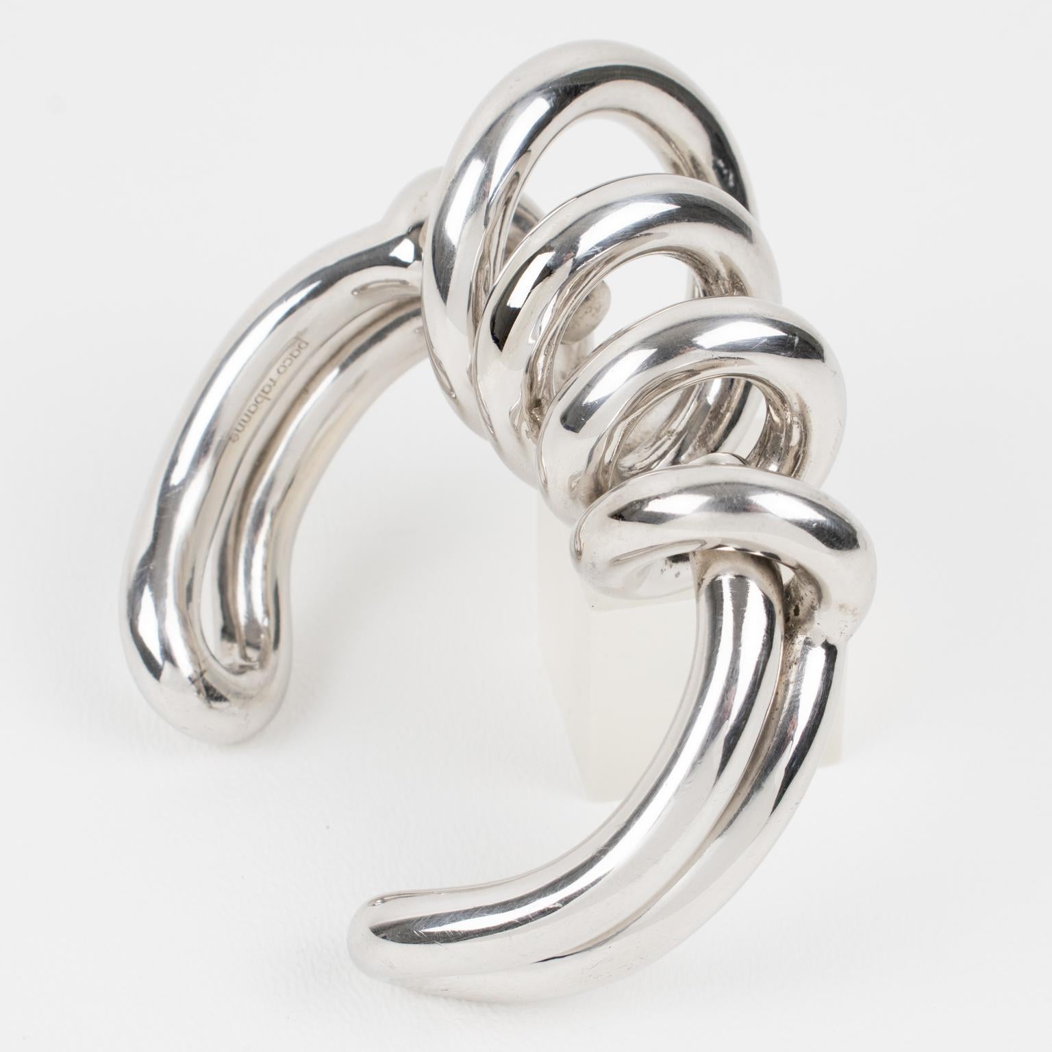 da uomo o donna Paco Rabanne Bracciale futuristico in metallo cromato Bangle Collezione Autunno 2014 in vendita
