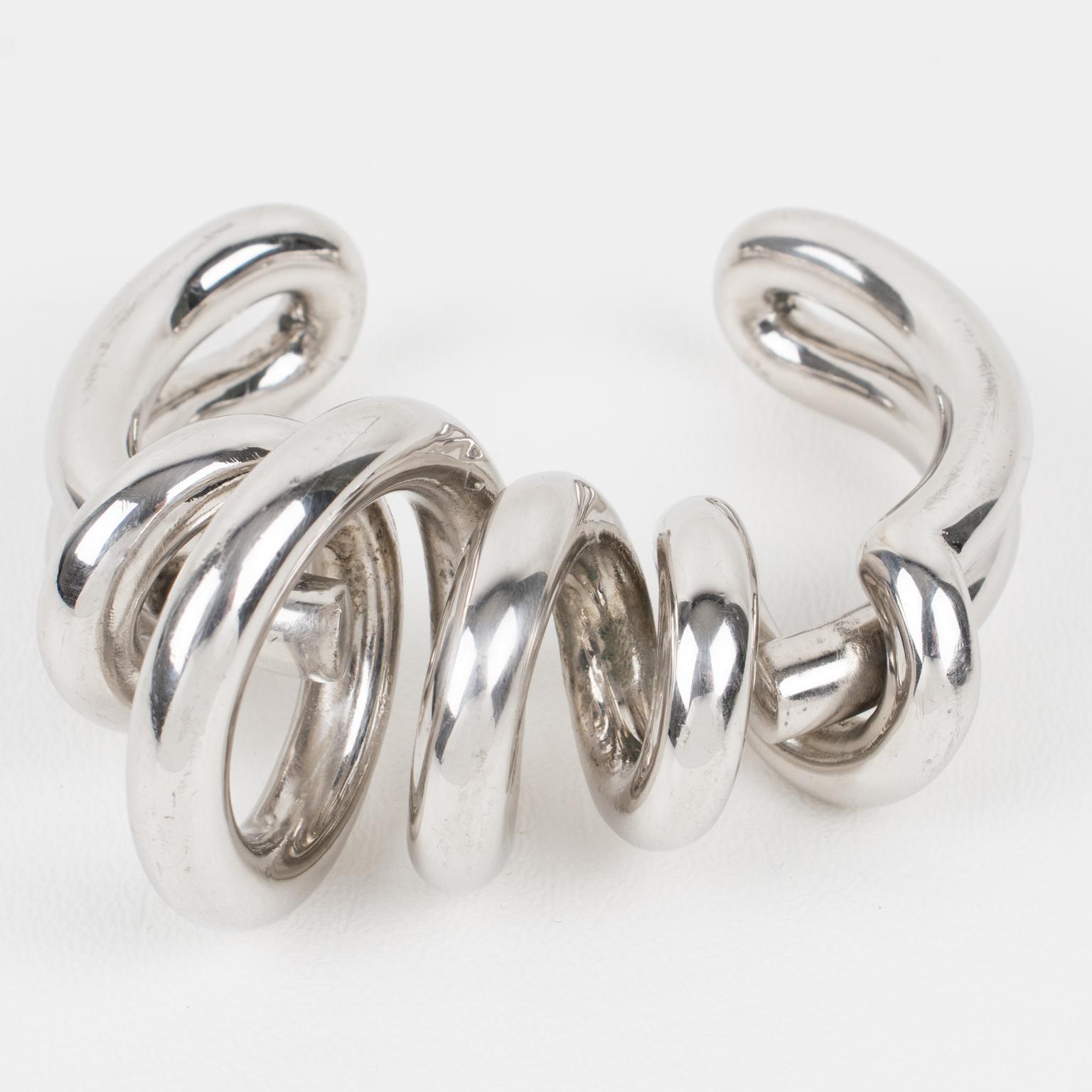 Paco Rabanne Bracciale futuristico in metallo cromato Bangle Collezione Autunno 2014 in vendita 1