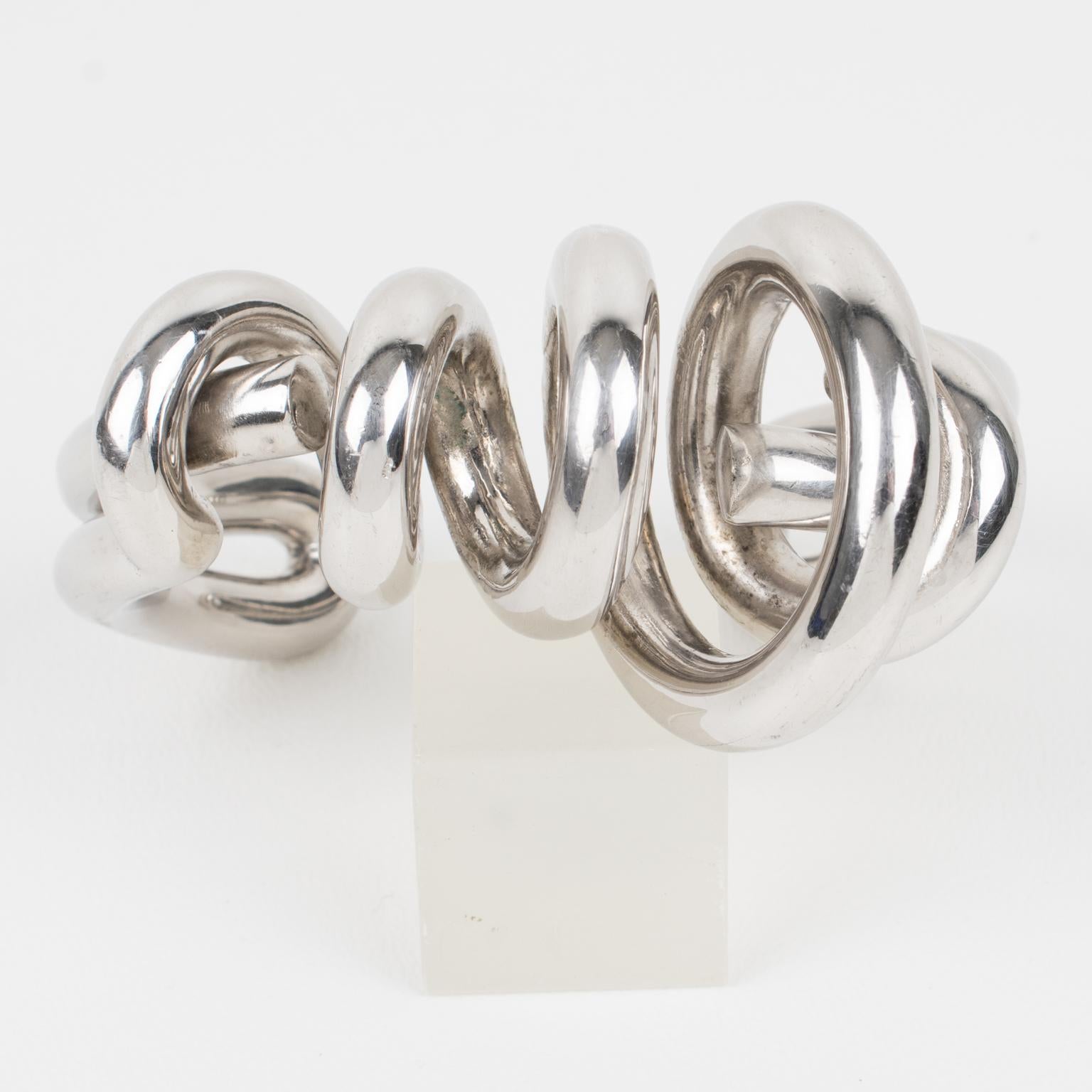Paco Rabanne Bracciale futuristico in metallo cromato Bangle Collezione Autunno 2014 in vendita 2