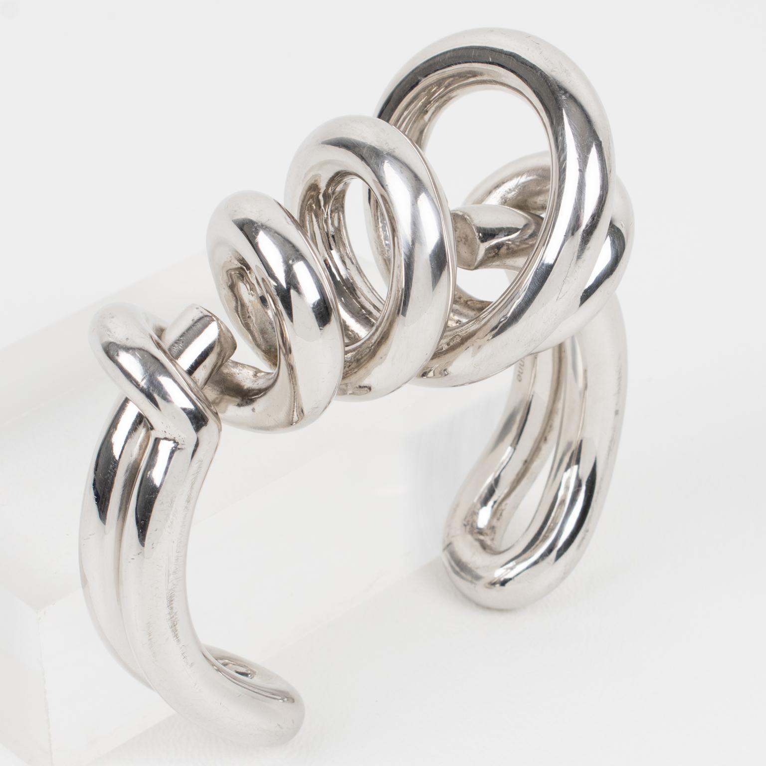 Paco Rabanne Bracciale futuristico in metallo cromato Bangle Collezione Autunno 2014 in vendita 3