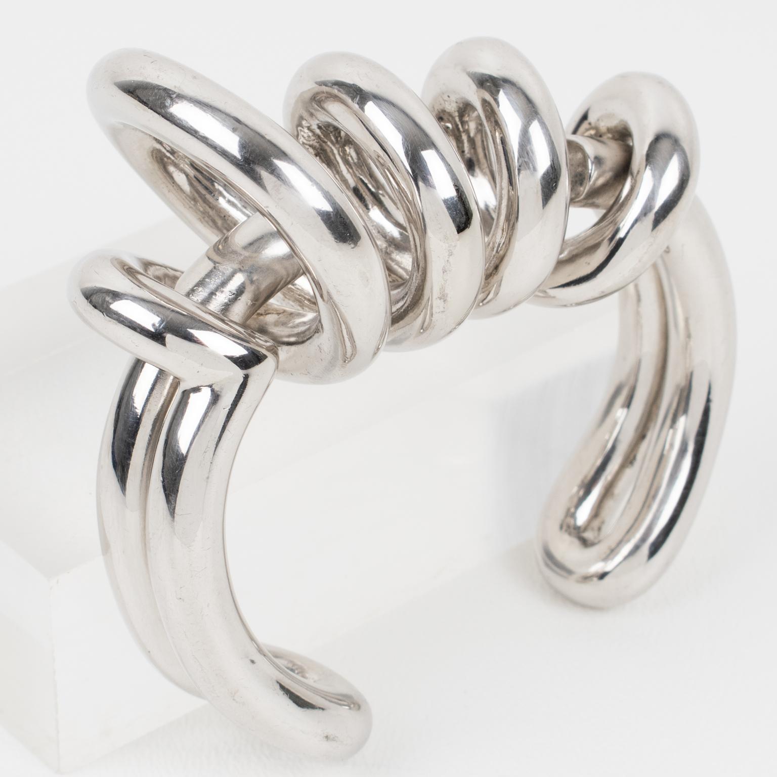 Paco Rabanne Futuristic Chrome Metal Cuff Bracelet Bangle Runway Fall 2014 For Sale 1