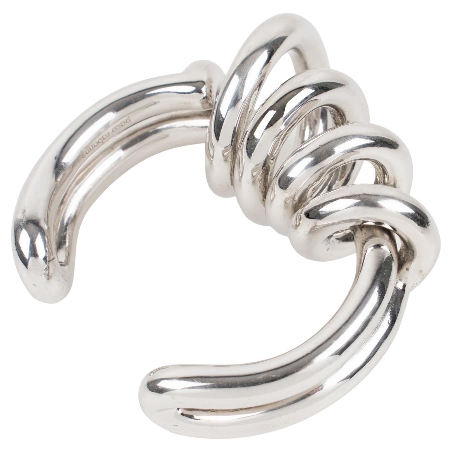Paco Rabanne Futuristic Chrome Metal Cuff Bracelet Bangle Runway Fall 2014 For Sale