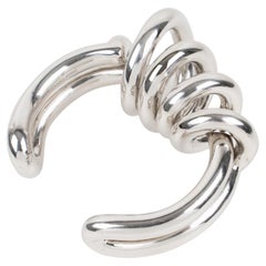 Used Paco Rabanne Futuristic Chrome Metal Cuff Bracelet Bangle Runway Fall 2014