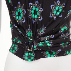 PACO RABANNE Geometric Floral asymmetric ring drape cap sleeve top FR34 XS