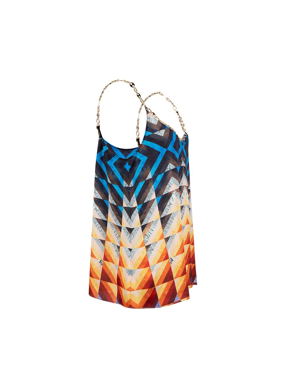 CONDITION is Very good. Hardly any visible wear to top is evident on this used Paco Rabanne designer resale item.



Details


Multicolour

Polyester

Tank top

Geometric pattern

Blue to orange ombré

Gold chain straps





Made in