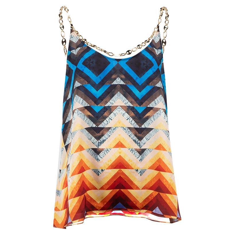 Paco Rabanne Geometric Print Chain Strap Top Size L For Sale