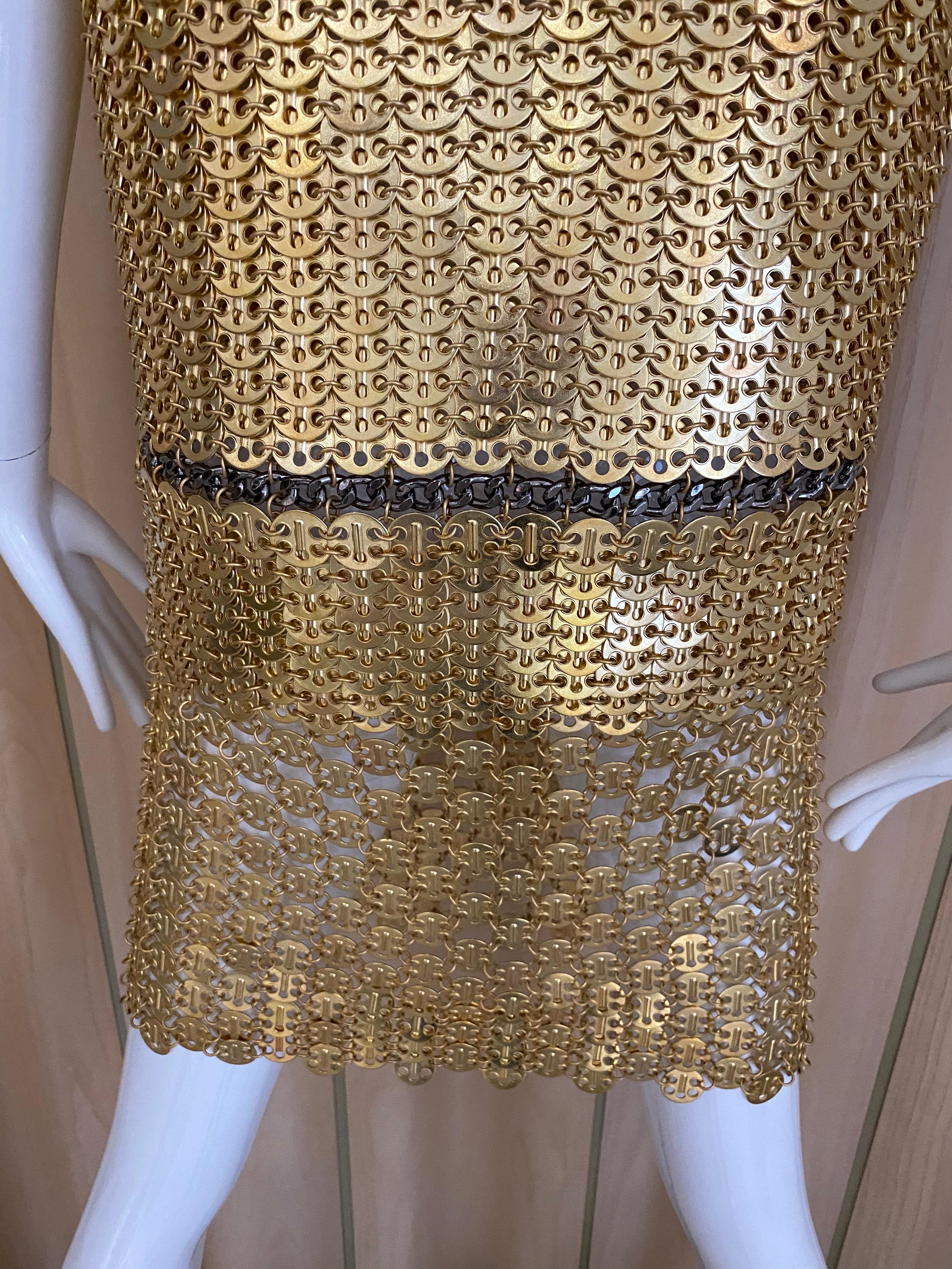 Paco Rabanne Gold Chain Cocktail Dress In New Condition For Sale In Beverly Hills, CA