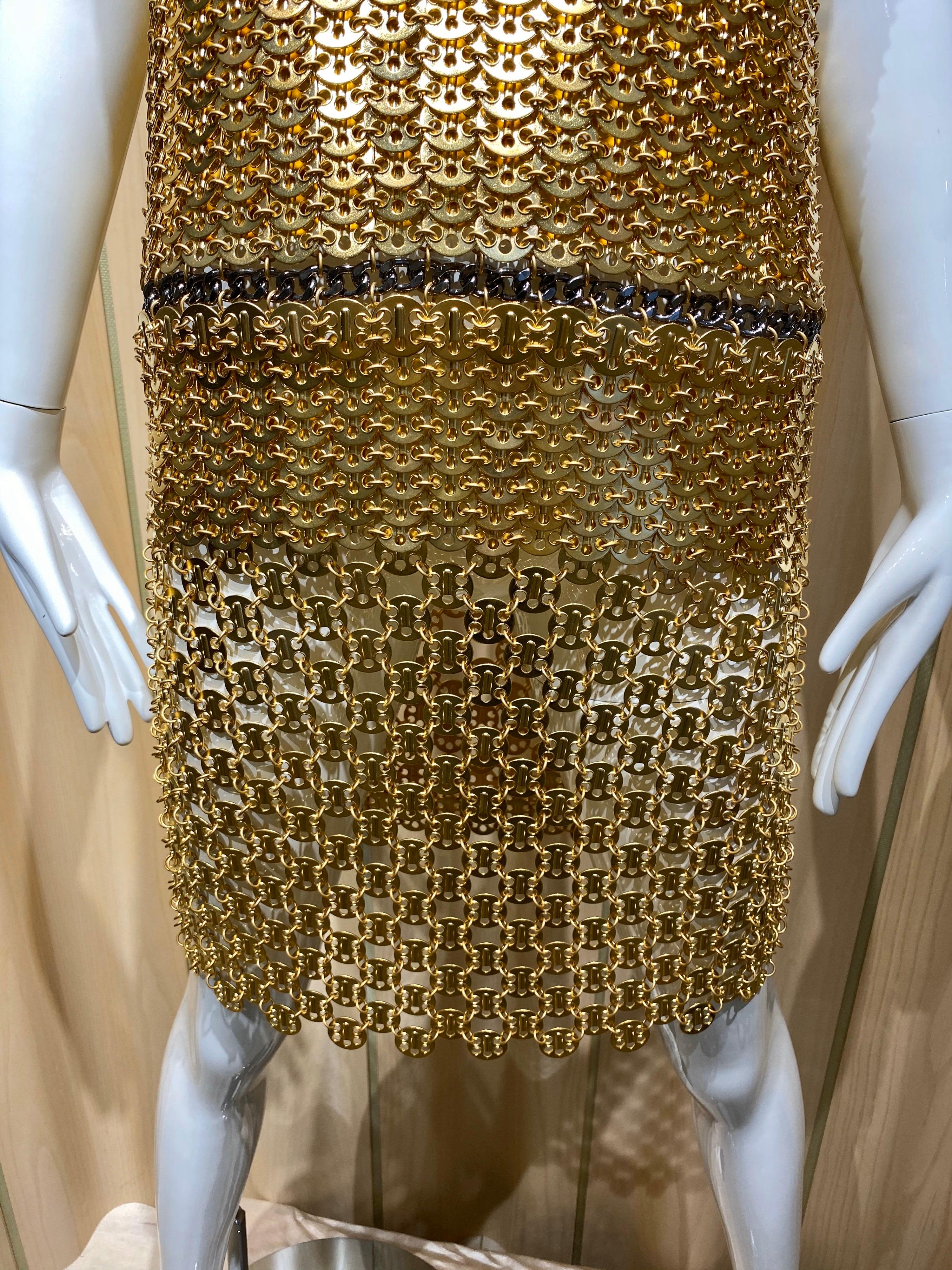 Paco Rabanne Gold Chain Cocktail Dress For Sale 1