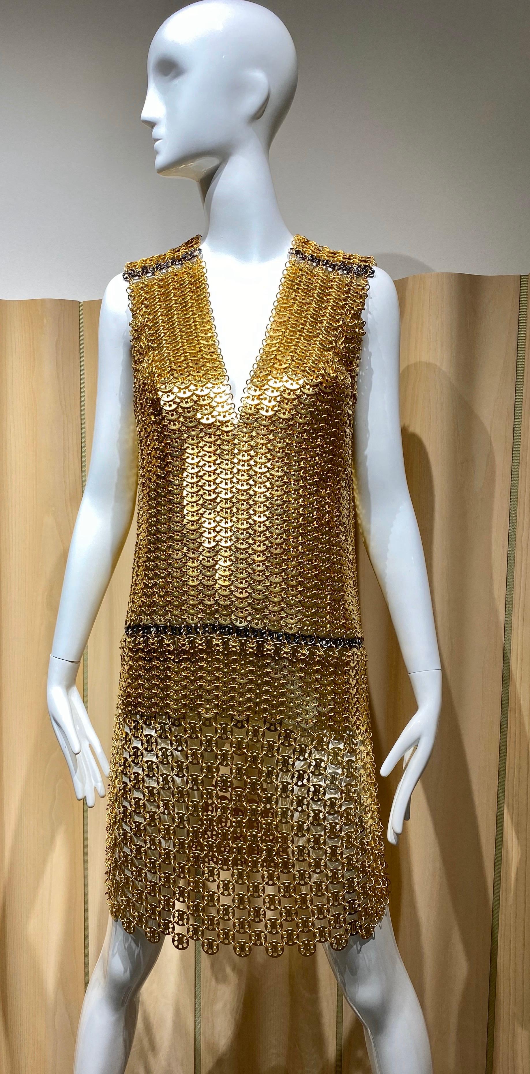 Paco Rabanne Gold Chain Cocktail Dress For Sale 2