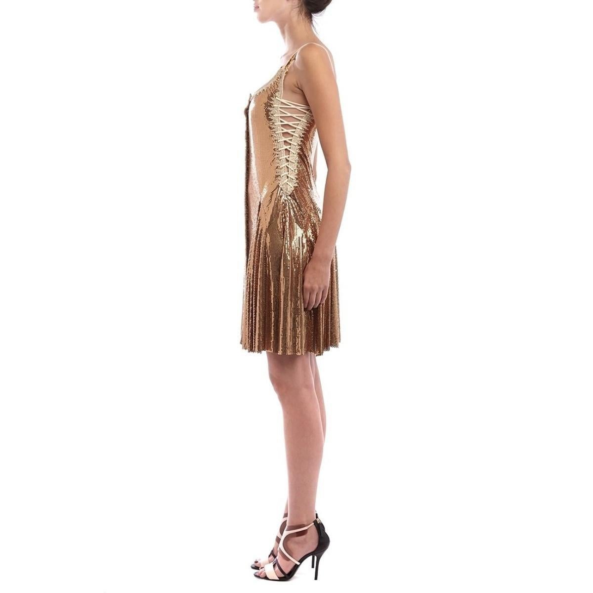 Brown Paco Rabanne Gold Chainmail Dress For Sale