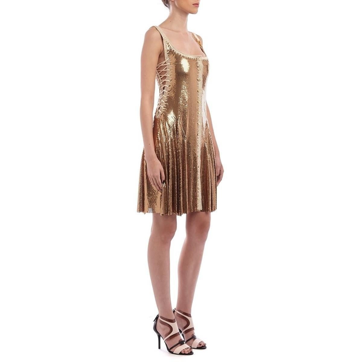 Paco Rabanne Gold Chainmail Dress In New Condition For Sale In Brossard, QC