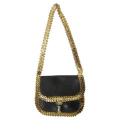 Paco Rabanne Gold Discs Brown Leather Shoulder Bag 1960s