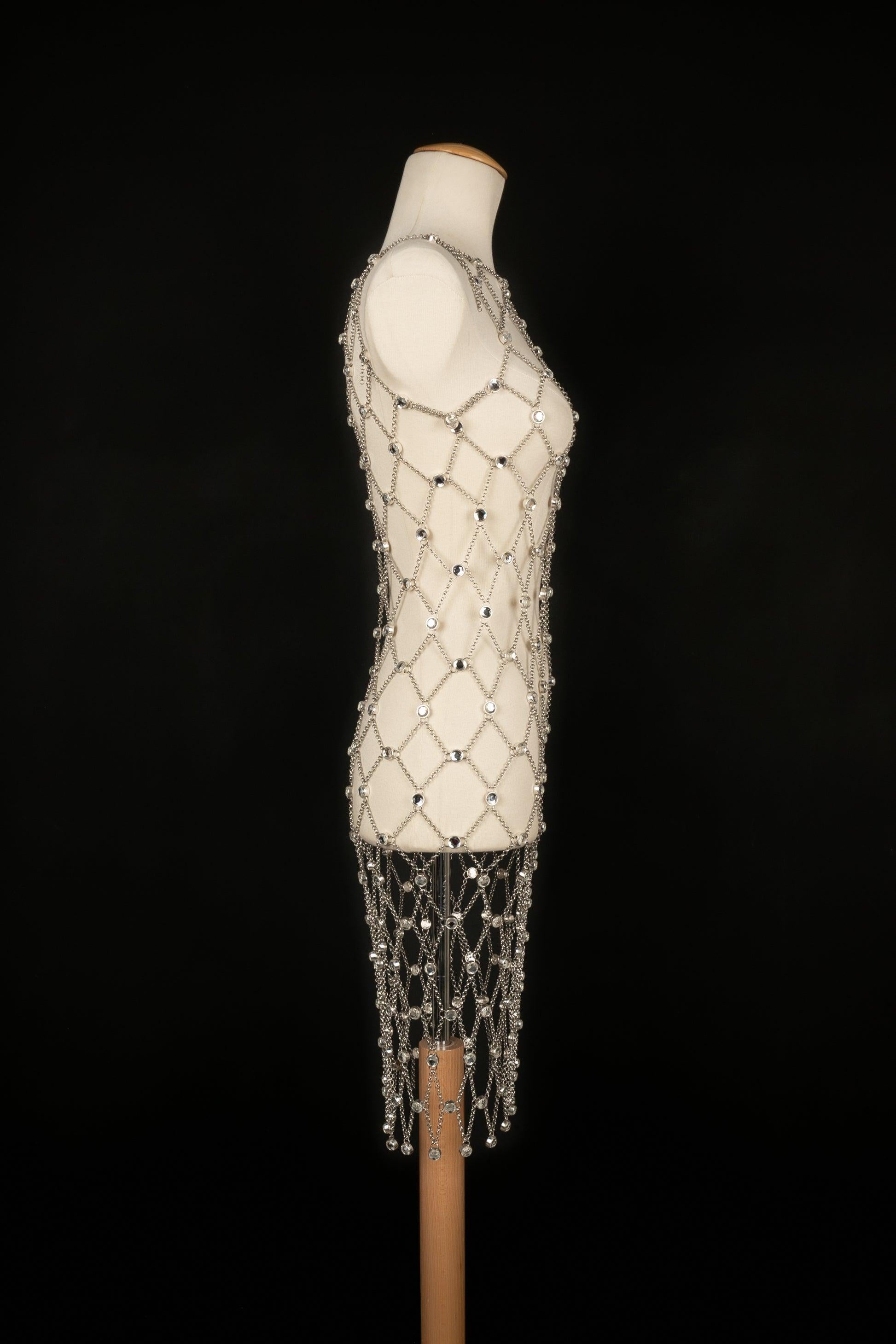 Vestido Paco Rabanne Cadena Metálica Dorada en Excelente Estado en SAINT-OUEN-SUR-SEINE, FR