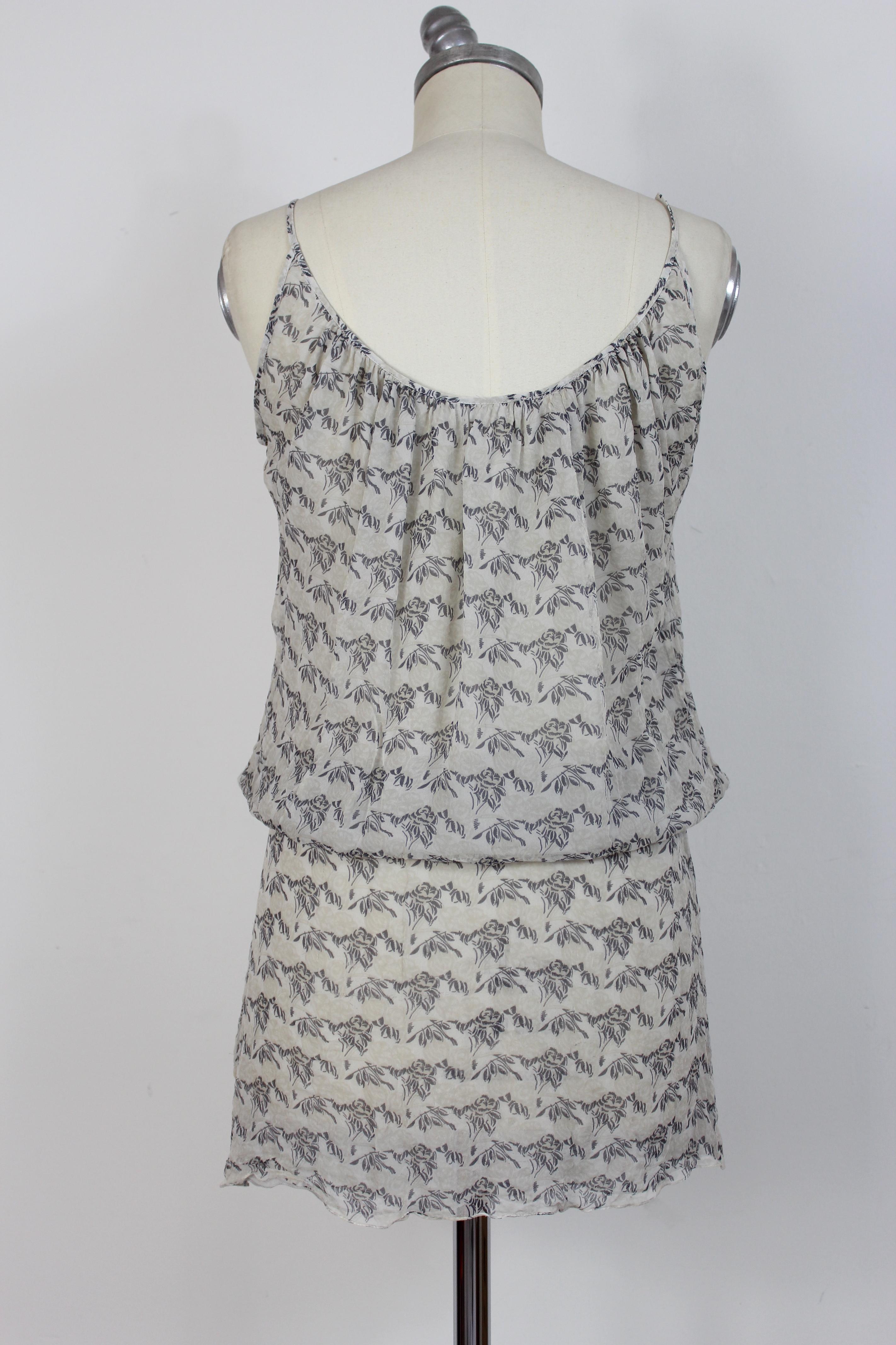 Paco Rabanne Gray Beige Short Floral Dress In Excellent Condition In Brindisi, Bt
