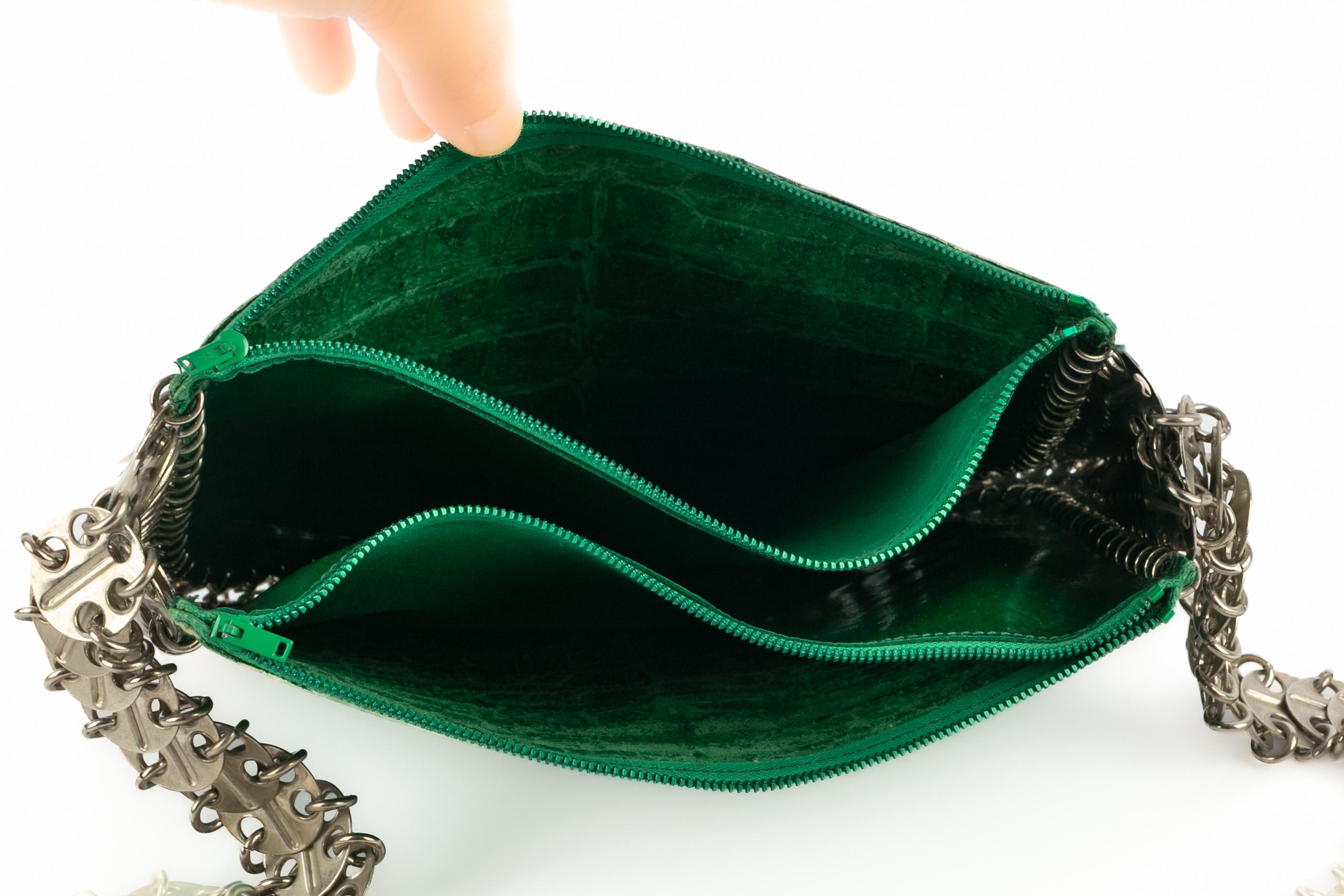 Paco Rabanne sac en cuir vert en vente 3