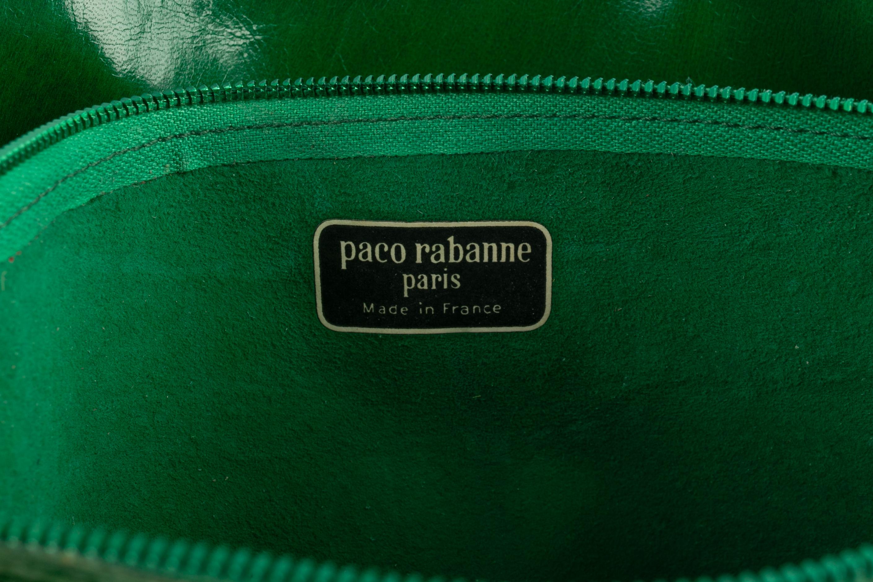 Paco Rabanne sac en cuir vert en vente 4