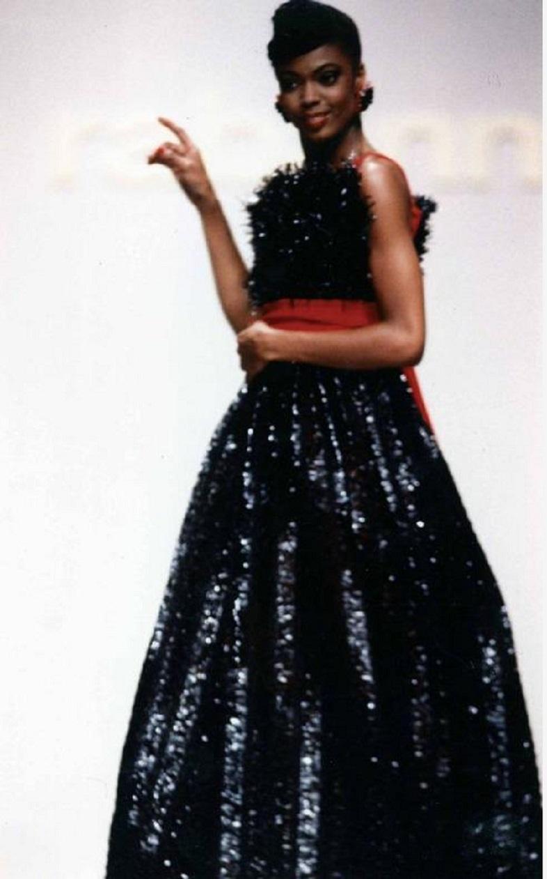 Paco Rabanne Haute Couture Black Dress Fall Collection, 1988 For Sale 5