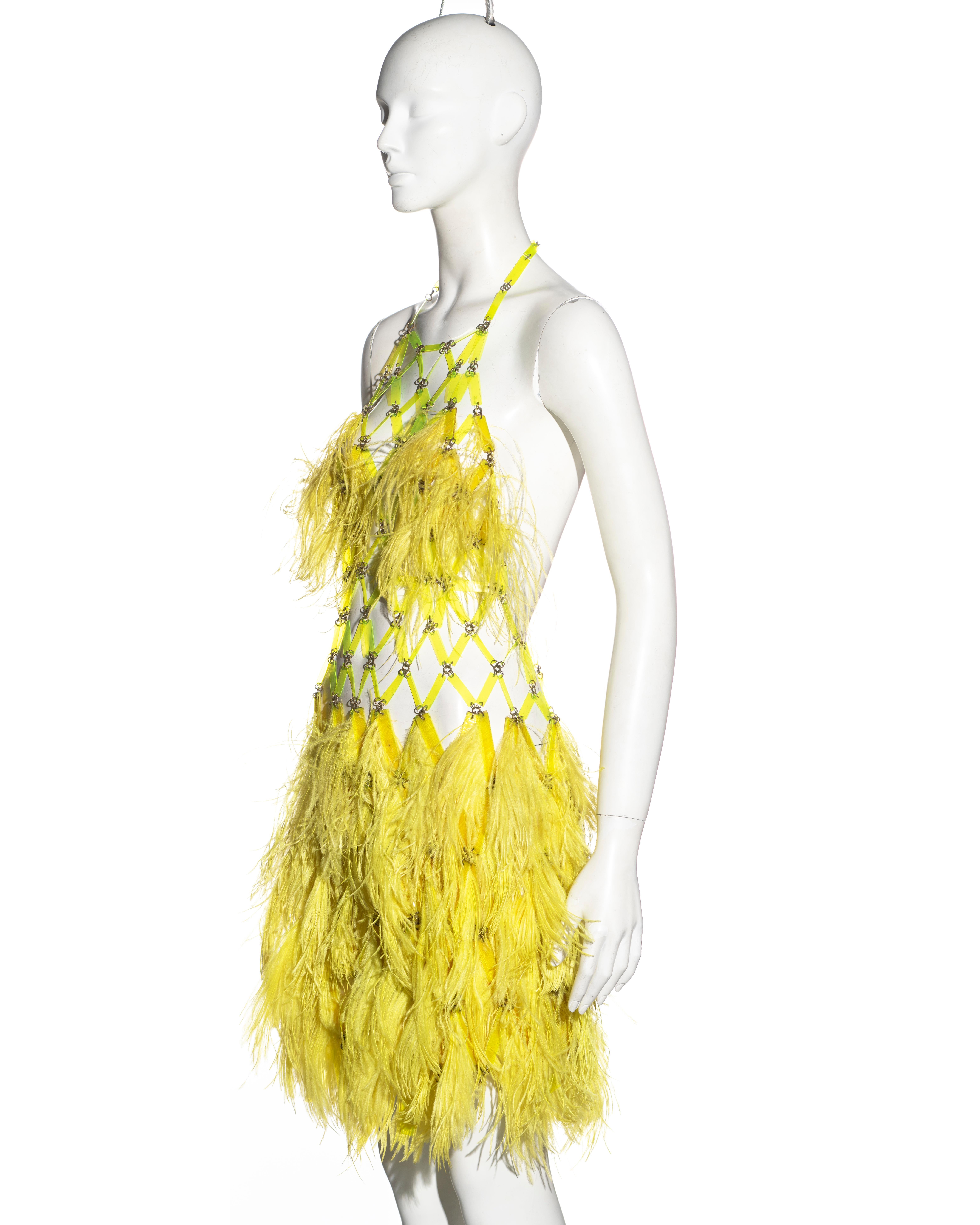 Paco Rabanne Haute Couture yellow ostrich feather mini dress, ss 1967 For Sale 3