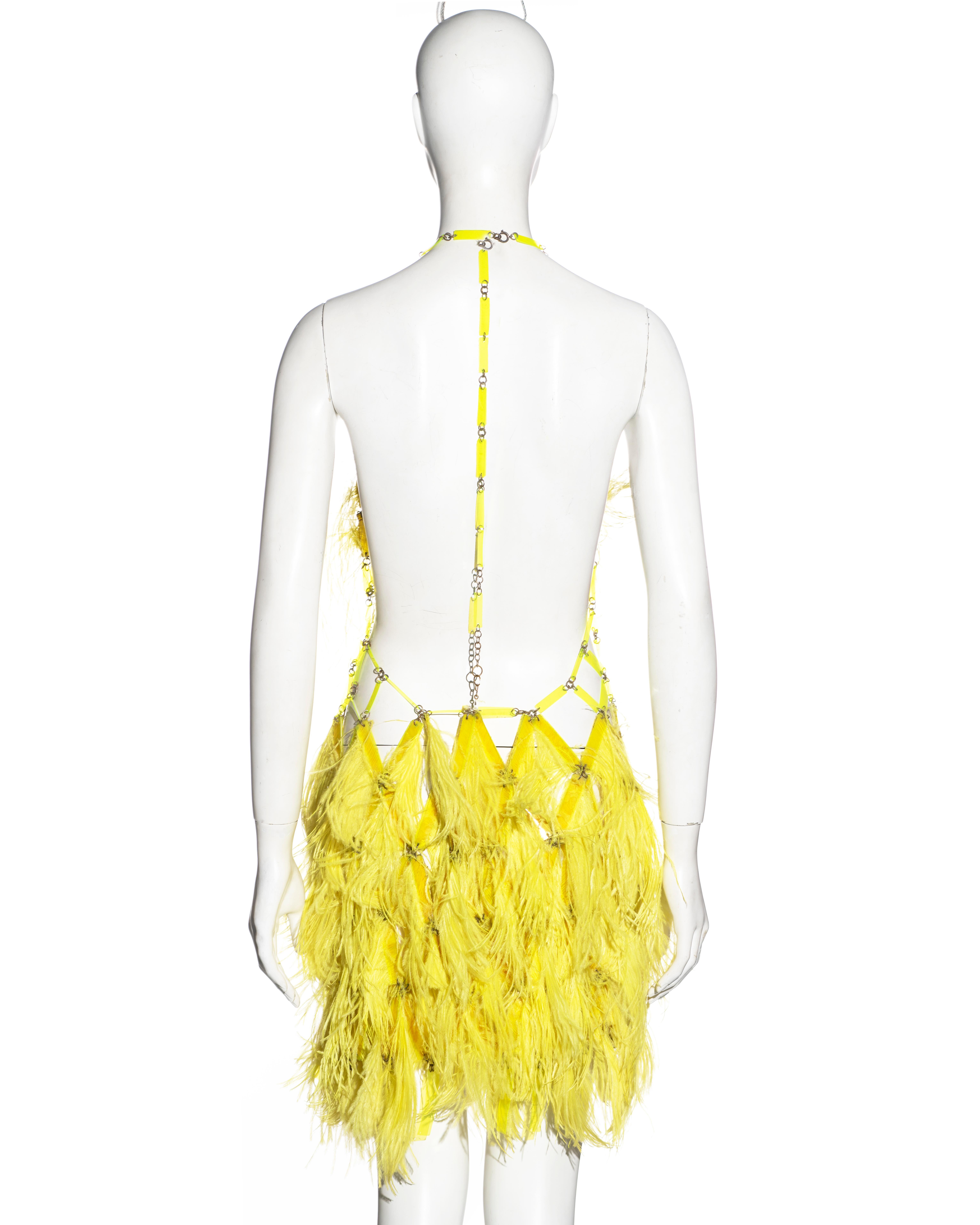 Paco Rabanne Haute Couture yellow ostrich feather mini dress, ss 1967 For Sale 5