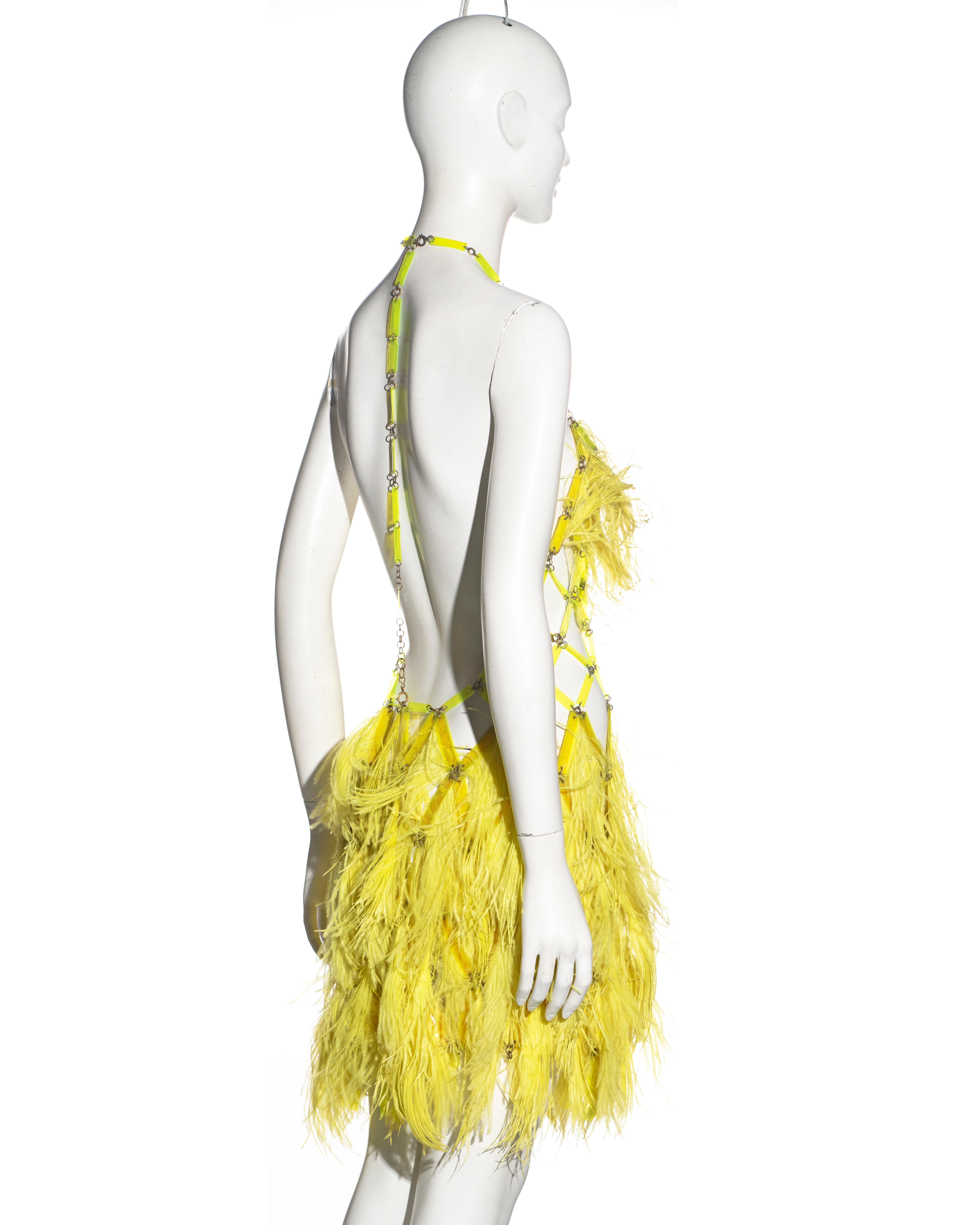 Paco Rabanne Haute Couture yellow ostrich feather mini dress, ss 1967 For Sale 6