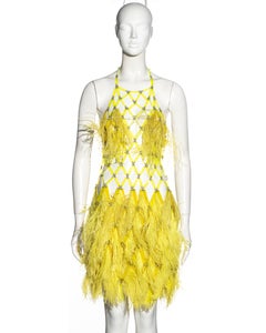 Paco Rabanne Haute Couture yellow ostrich feather mini dress, ss 1967