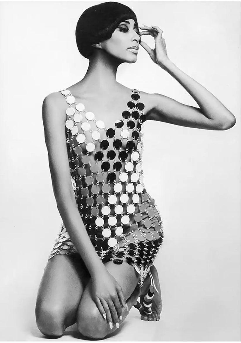 Paco Rabanne Iconic Dress in Gold Celluloid Pellets For Sale 4