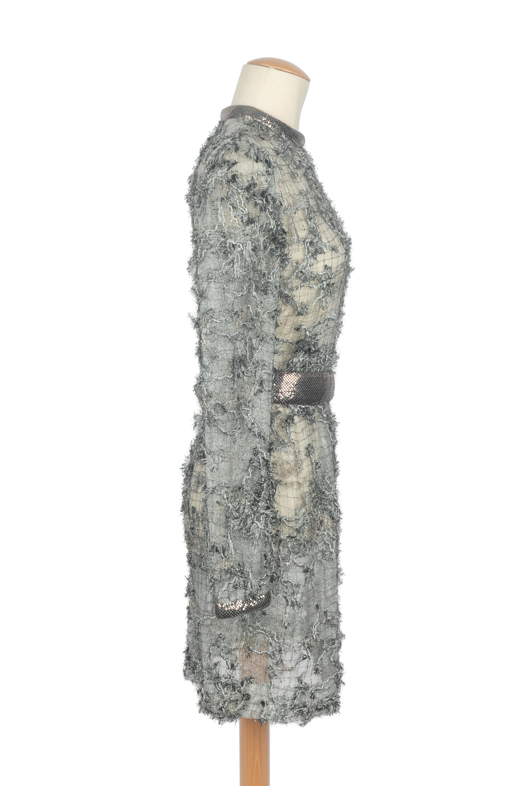 Paco Rabanne Spitzenkleid 1990er Jahre (Grau) im Angebot