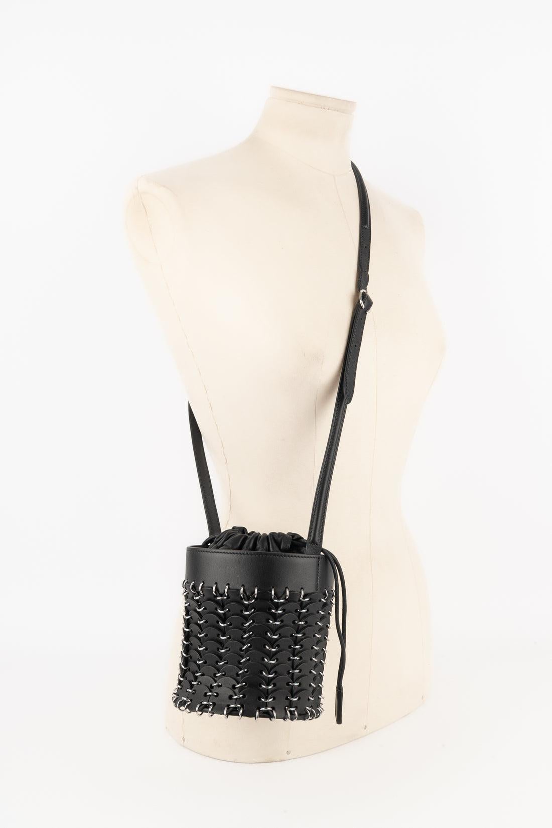 Black Paco Rabanne Leather Bucket Bag For Sale
