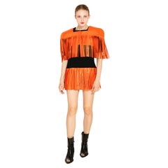 Paco Rabanne Leather Fringe Dress with Bolero