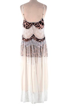 Paco Rabanne Leopard Print Satin & Lace Slip Dress - Size US 8