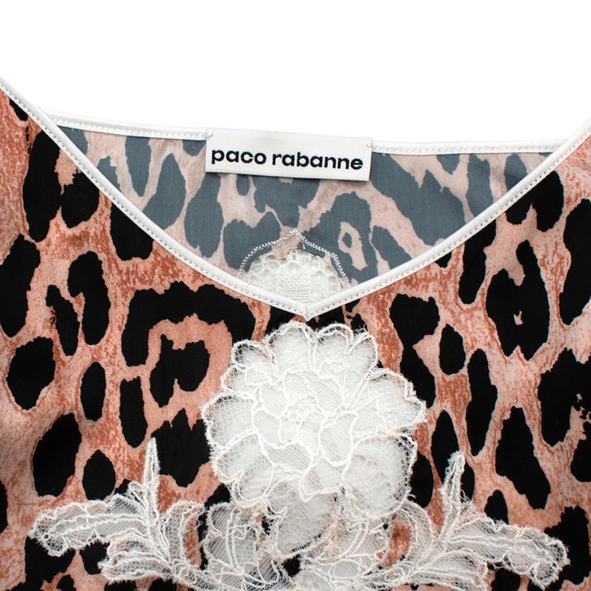 Women's or Men's Paco Rabanne Leopard Print Satin & Lace Slip Dress - Size US 8