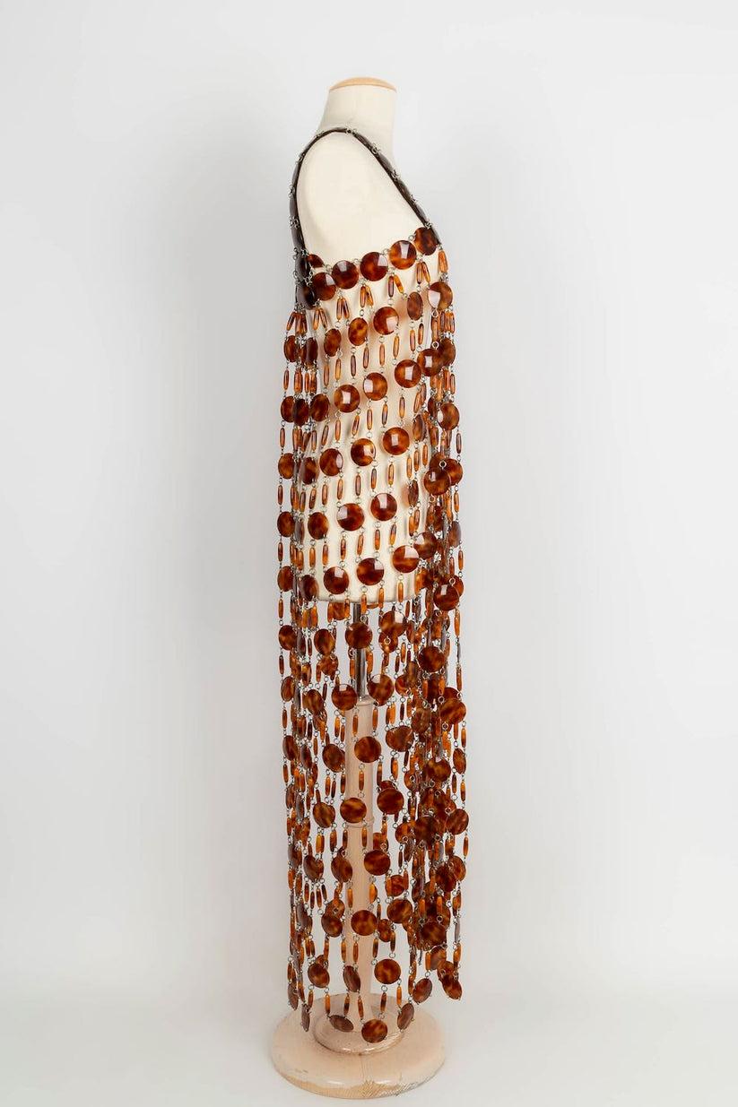 Paco Rabanne Long Dress in Rhodoïd Pastilles and Patterns In Excellent Condition In SAINT-OUEN-SUR-SEINE, FR