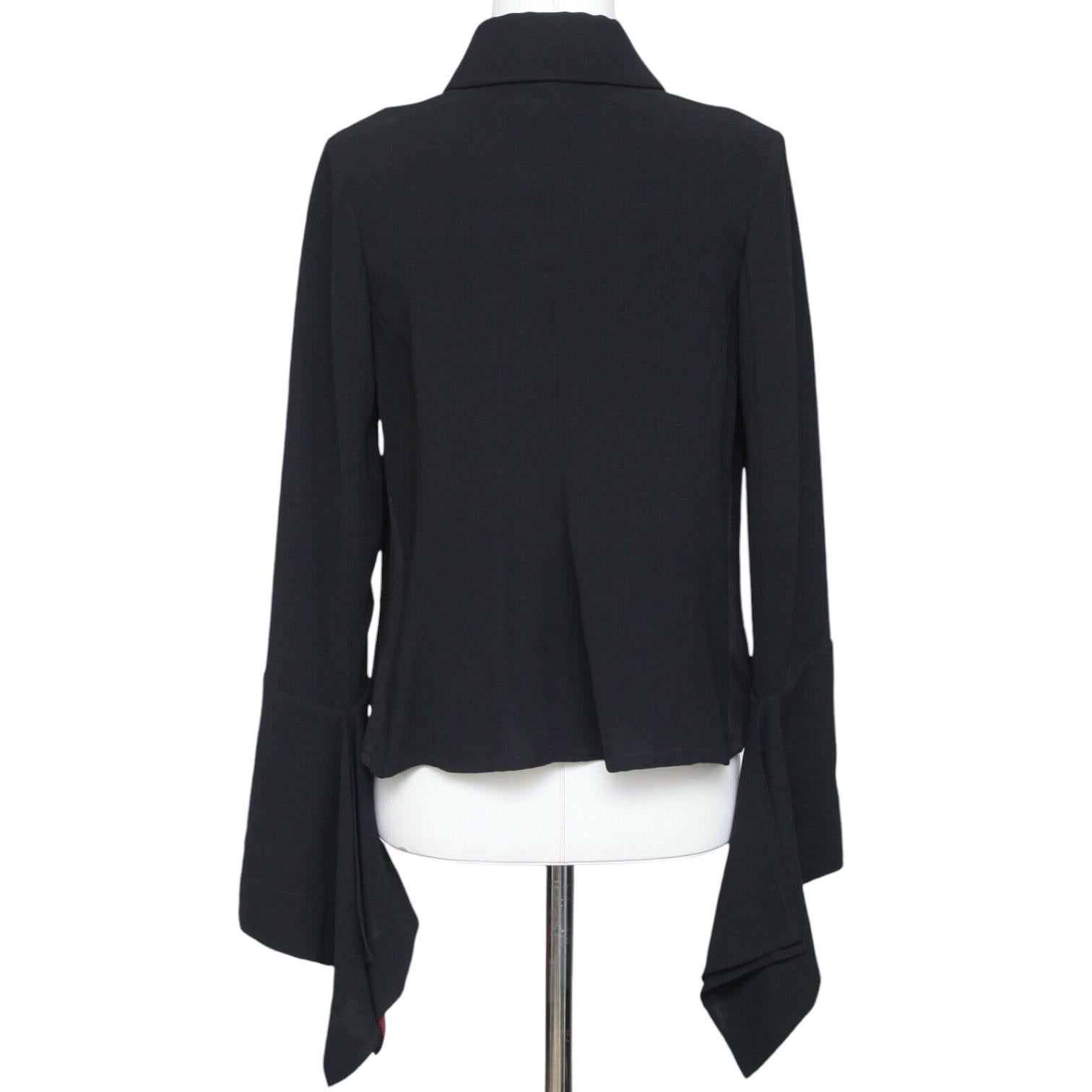 Women's PACO RABANNE Long Sleeve Black Shirt Blouse Top Button Down Red Sz 40 For Sale