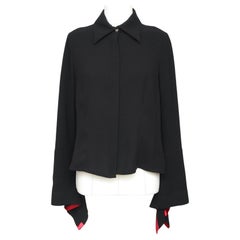 PACO RABANNE Long Sleeve Black Shirt Blouse Top Button Down Red Sz 40