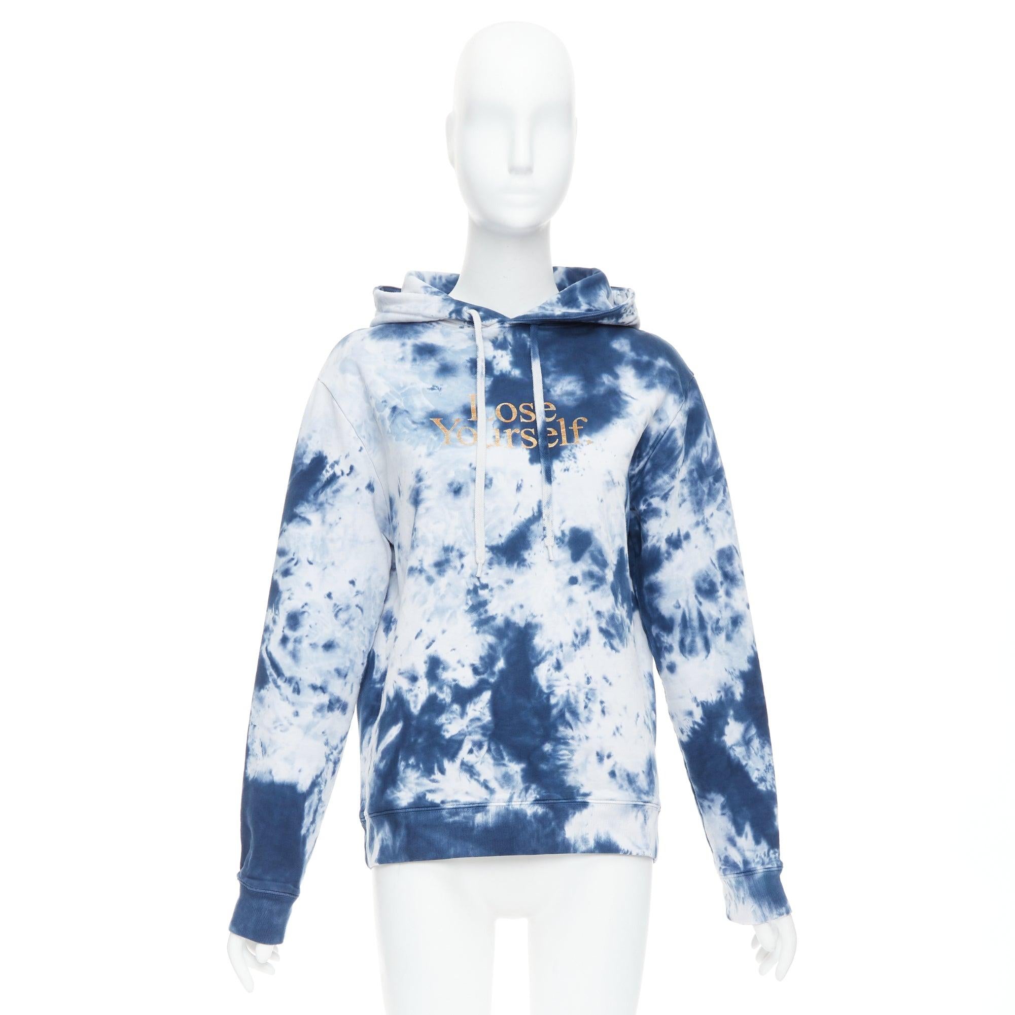PACO RABANNE Lose Yourself blue cotton tie dye hoodie S For Sale 4