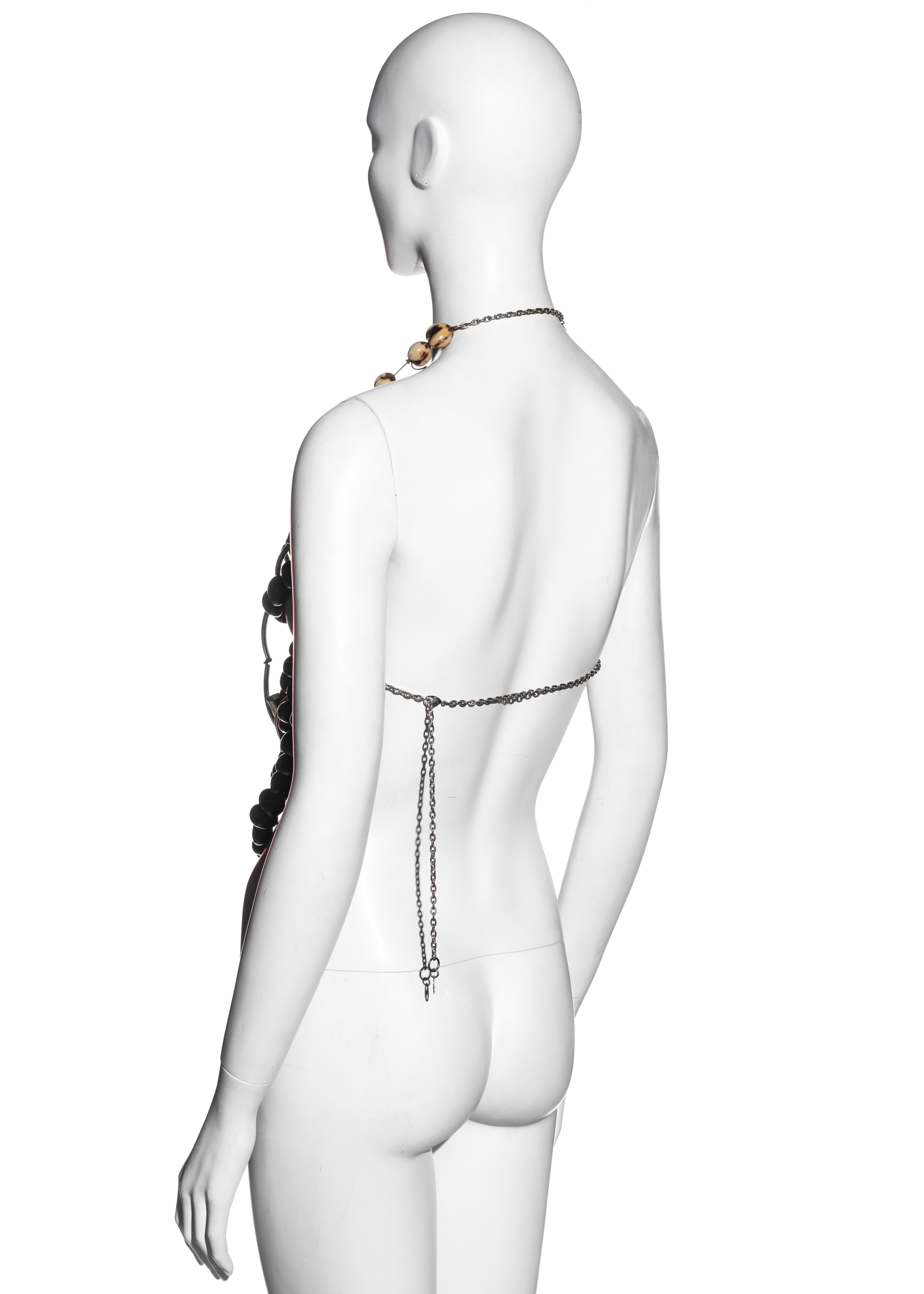 Paco Rabanne metal corset top with natural nut beads, ss 2003  For Sale 2