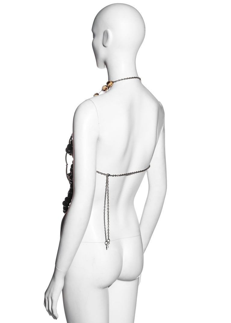 Paco Rabanne metal corset top with natural nut beads, ss 2003  For Sale 5