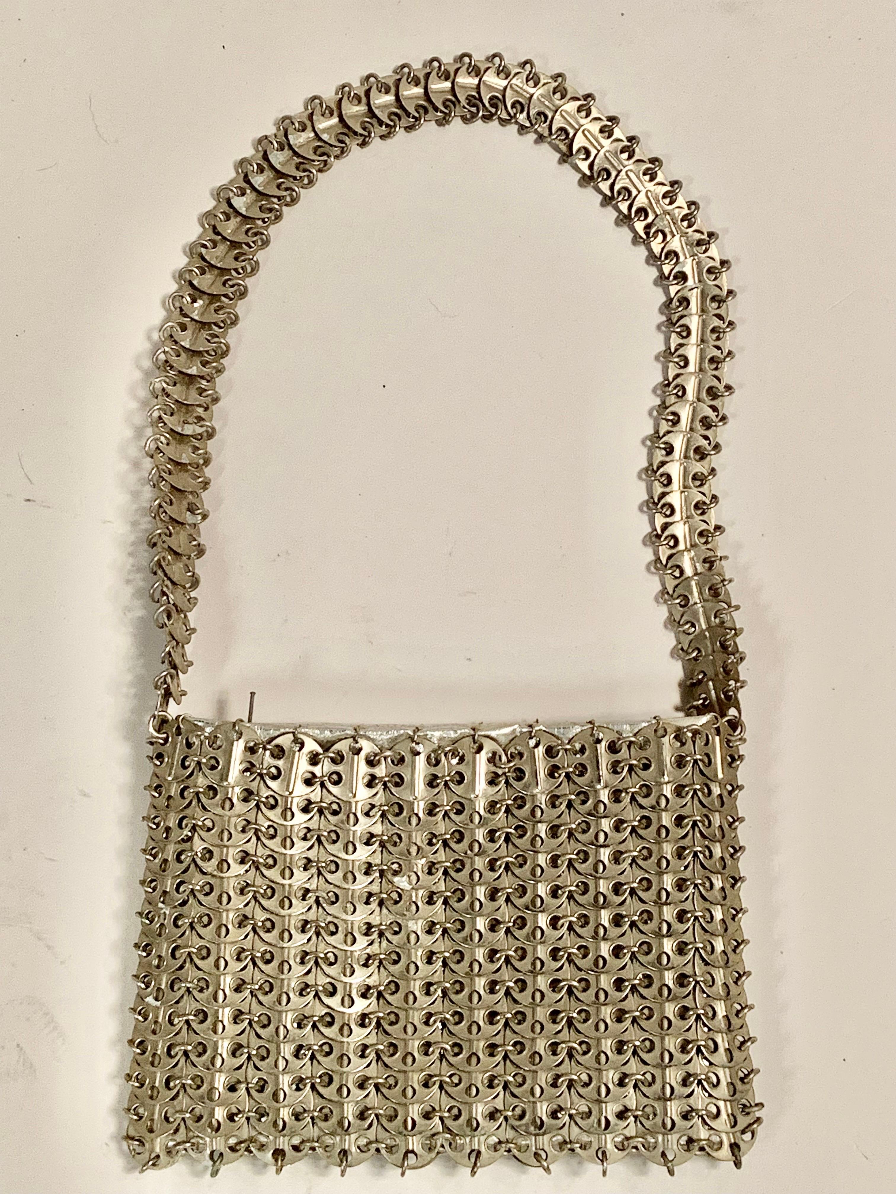 Paco Rabanne Metal Disc Bag circa 1969 In Excellent Condition For Sale In New Hope, PA