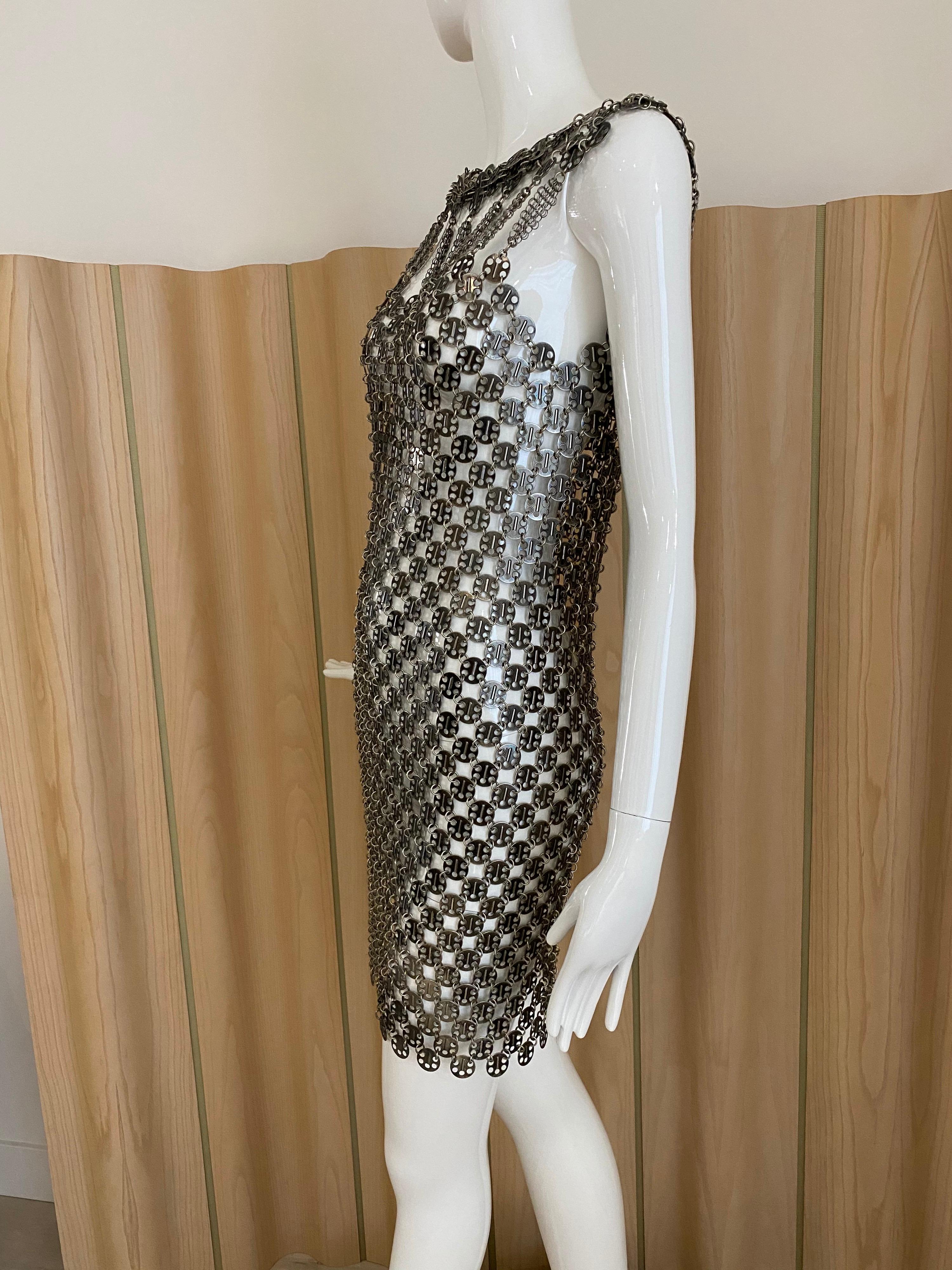 Paco Rabanne Metal Disc Cocktail Dress In Good Condition For Sale In Beverly Hills, CA