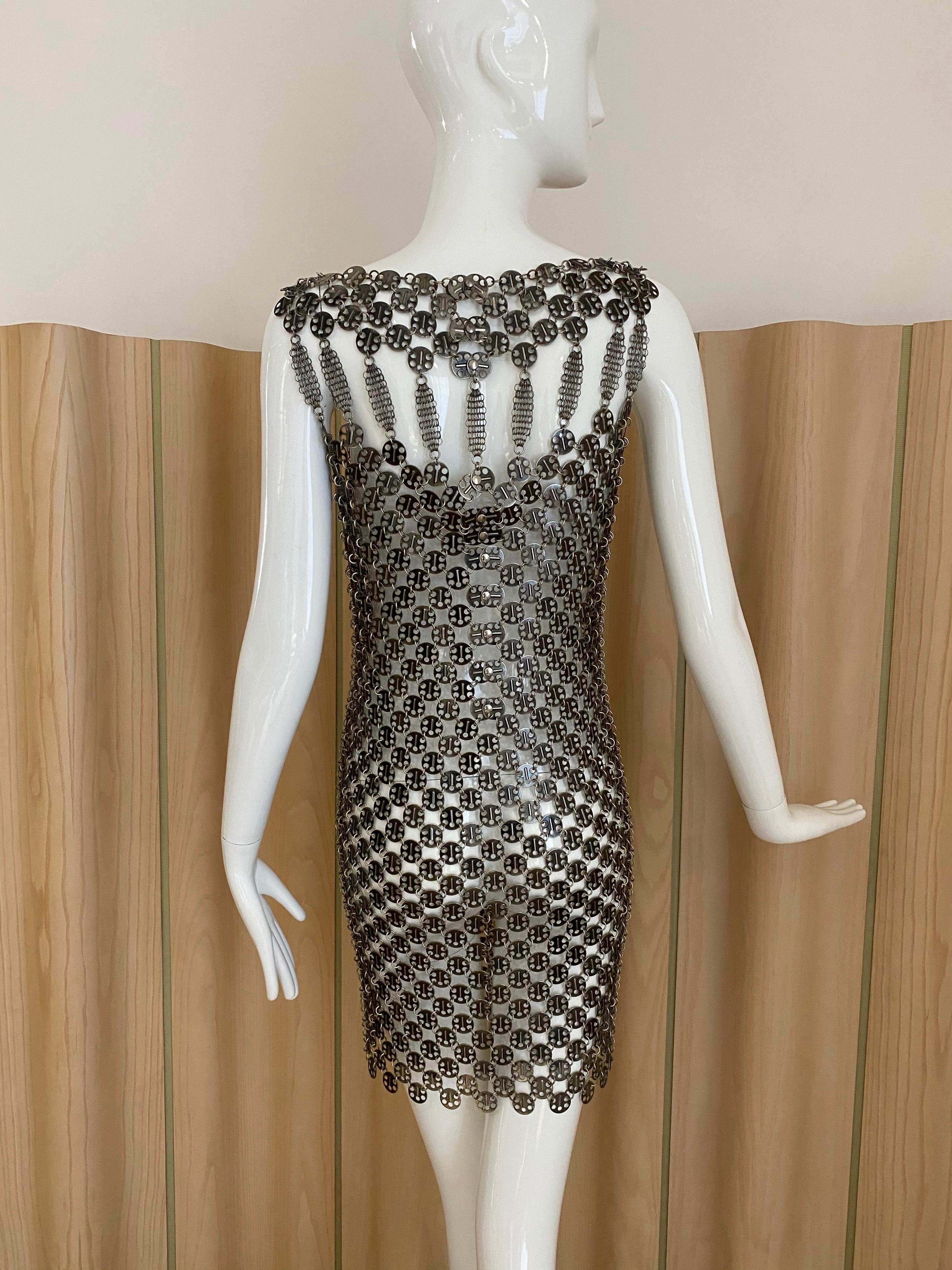 Paco Rabanne Metal Disc Cocktail Dress For Sale 1