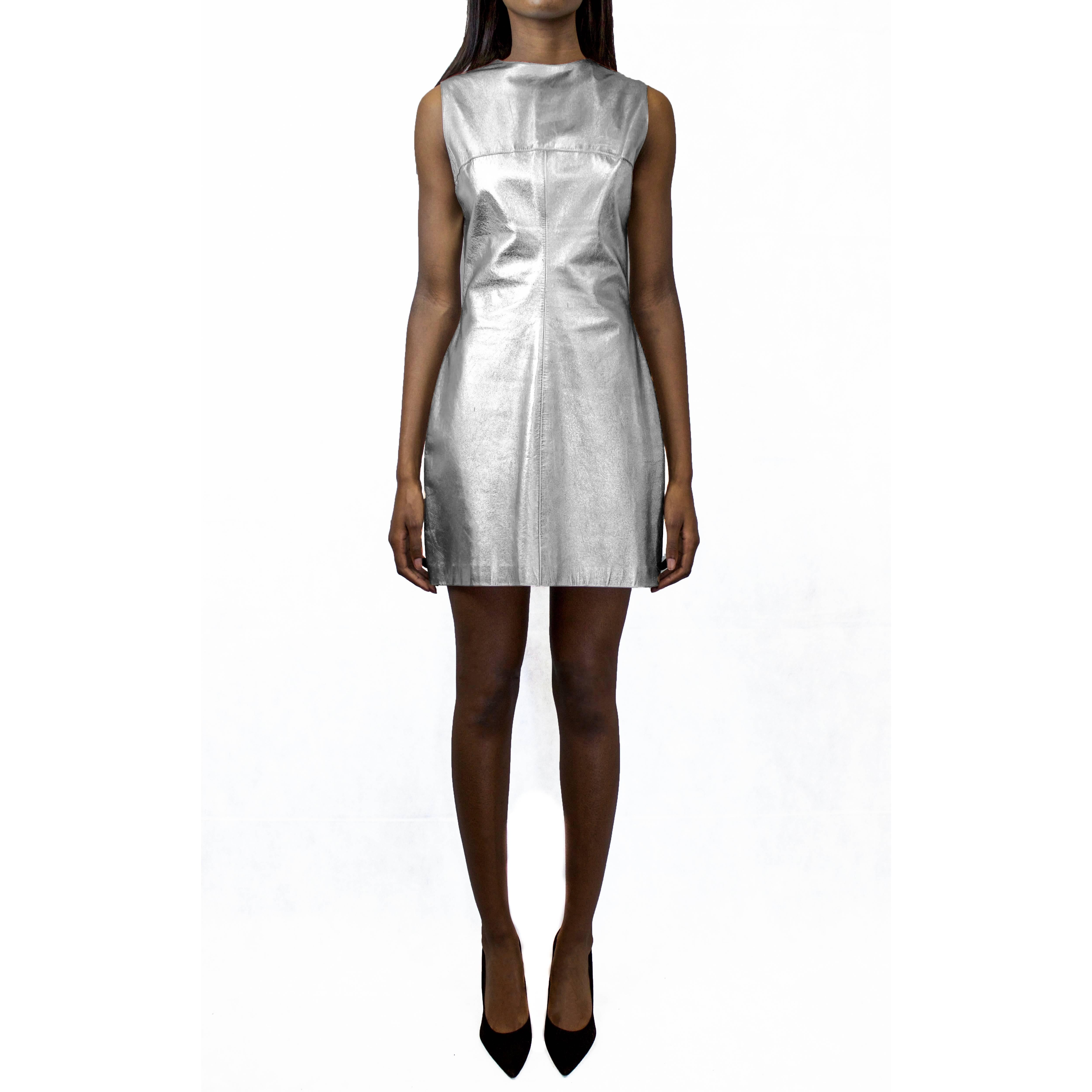 Paco Rabanne Short Dress in Silver Womens Clothing Dresses Casual and day dresses Metallic 