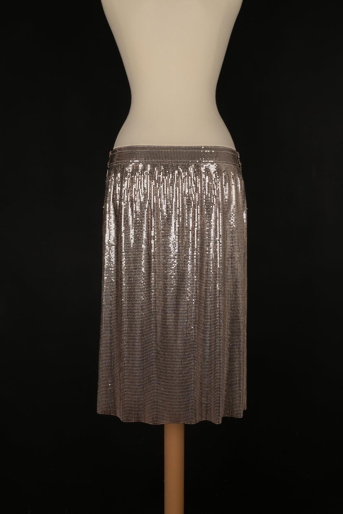 Paco Rabanne Metallic Mesh Skirt In Good Condition In SAINT-OUEN-SUR-SEINE, FR