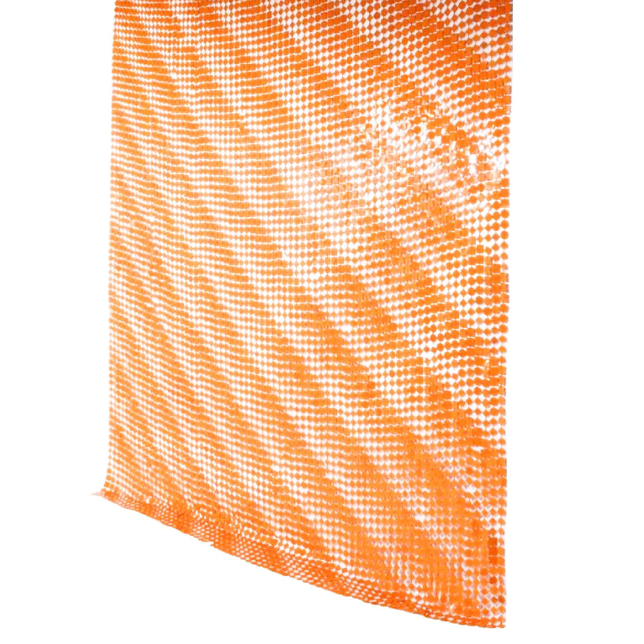 Monumental custom space curtain, Paco Rabanne for Baumann AG, Switzerland, 1960s. 107” x 91”. Gorgeous glittery orange metal geometric curtain/room divider by Paco Rabanne. Made of thin plasticized metal plates (rare version with multiple shapes --